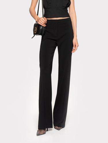 PINKO-Pantaloni a Zampa in Crêpe Nero-TRYME Shop