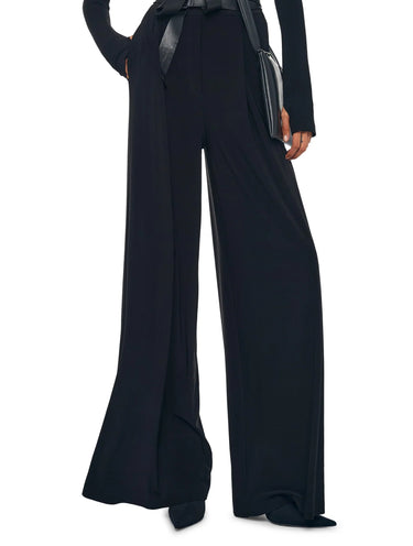 NORMA KAMALI-Pantaloni in Jersey Elasticizzato con Pinces Nero-TRYME Shop