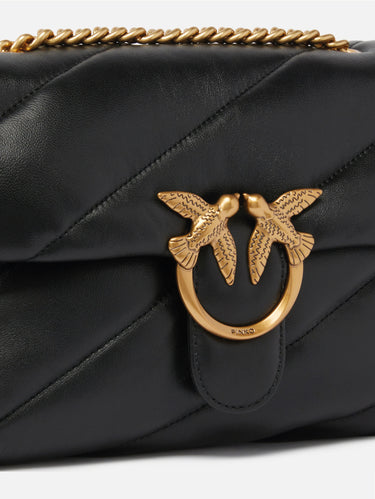 Borsa a Tracolla Love Bag Puff in Nappa Trapuntata Nero/Oro