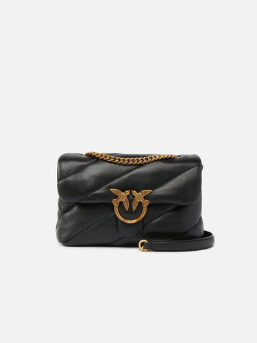 PINKO-Borsa a Tracolla Love Bag Puff in Nappa Trapuntata Nero/Oro-TRYME Shop