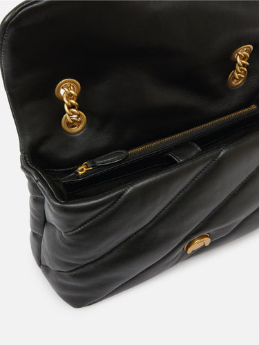 Borsa a Tracolla Love Bag Puff in Nappa Trapuntata Nero/Oro