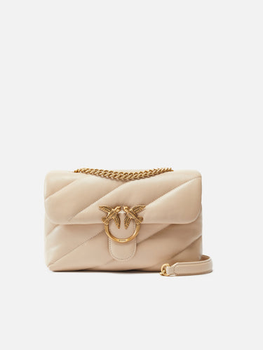 PINKO-Borsa a Tracolla Love Bag Puff in Nappa Trapuntata Beige-TRYME Shop