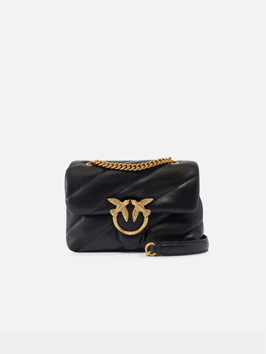 PINKO-Borsa a Tracolla Mini Love Bag Puff Nero/Oro-TRYME Shop
