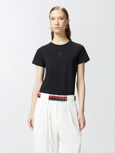 PINKO-T-shirt con Logo Love Birds Nero-TRYME Shop
