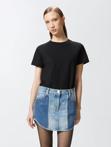 PINKO-T-shirt con Logo Ricamato Nero-TRYME Shop