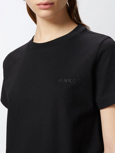 T-Shirt mit gesticktem Logo in Schwarz