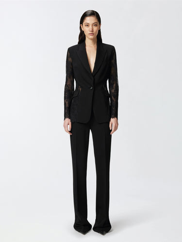 PINKO-Pantaloni in Cady Tecnico Svasati Nero-TRYME Shop
