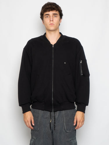 A PAPER KID-Bomber in Felpa Doppiata Nero-TRYME Shop