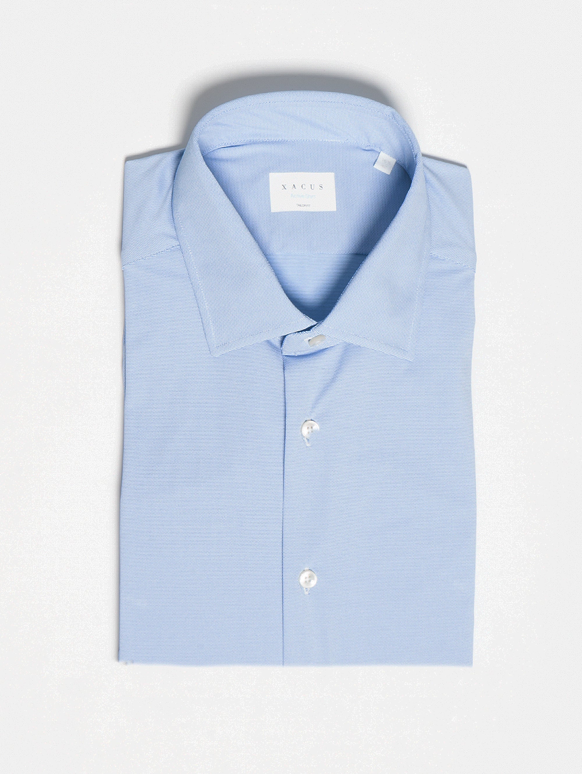 XACUS Camicia Active Shirt Uomo Tessuto Elasticizzato 3D - Celeste, Taglia 42 (Italian Style)