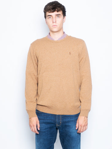 RALPH LAUREN-Maglia Girocollo in Lana Cammello-TRYME Shop