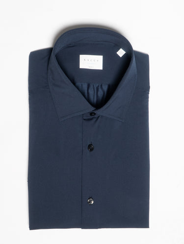 XACUS-Camicia in Twill Stretch Performante Blu Scuro-TRYME Shop