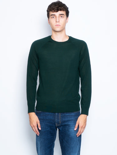 CLOSED-Maglia in Lana Merino con Manica Raglan Verde-TRYME Shop