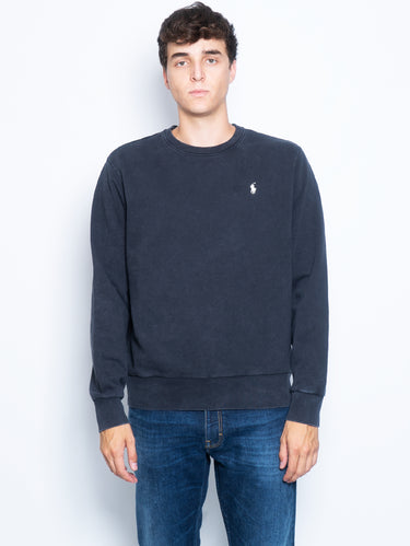 RALPH LAUREN-Felpa Girocollo in Cotone Loopback Nero-TRYME Shop