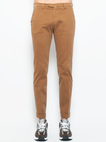 BRIGLIA 1949-Pantaloni Ventre Piatto in Gabardine Tabacco-TRYME Shop