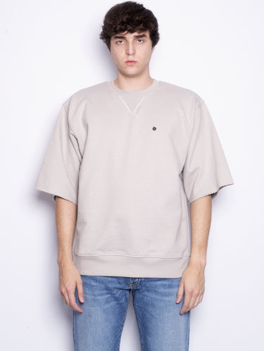 A PAPER KID-Felpa Oversize con Maniche Corte Grigio-TRYME Shop
