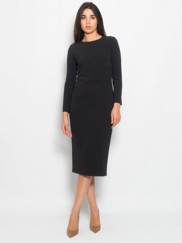 PINKO-Abito in Crepe con Inserto in Pizzo Nero-TRYME Shop