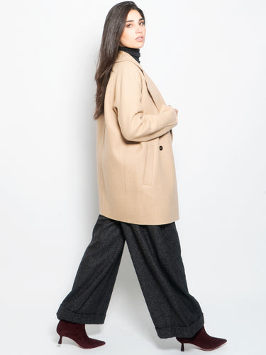 Cappotto Corto Doppio Petto Beige