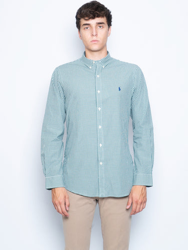RALPH LAUREN-Camicia a Quadretti Bianco/Verde-TRYME Shop