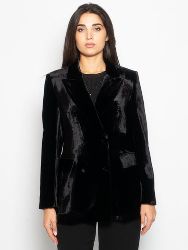 P.A.R.O.S.H.-Giacca Doppio Petto in Velluto Nero-TRYME Shop