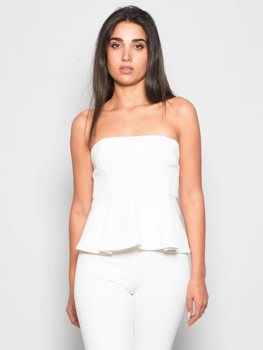 PINKO-Top Stile Bustino con Pieghe Bianco-TRYME Shop