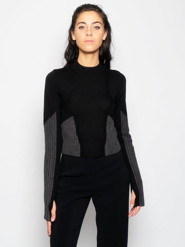 PINKO-Maglia Corta con Intarsi Nero-TRYME Shop