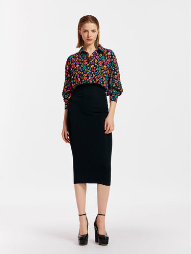 ESSENTIEL ANTWERP-Abito Midi Combinato con Gonna in Maglia Nero-TRYME Shop