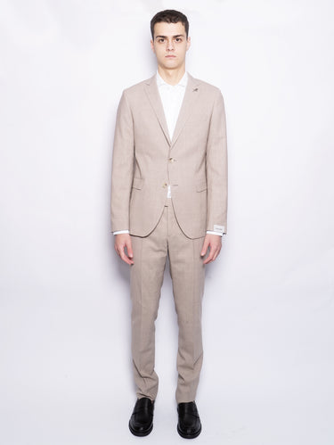PAOLONI-Completo in Lana Fiammata Stretch Beige-TRYME Shop