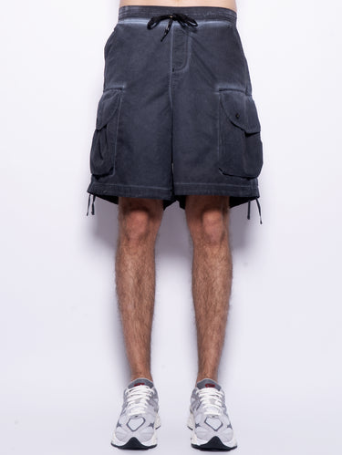 A PAPER KID-Shorts Cargo in Nylon Nero-TRYME Shop