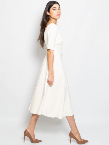 Midi Jurk met Riem Boterkleurig