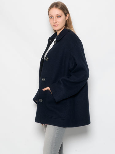 Blue Shirt Collar Peacoat