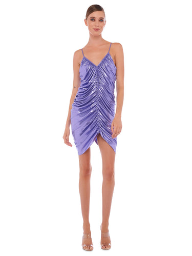 NORMA KAMALI-Mini Abito in Lamé Stretch Lilla-TRYME Shop