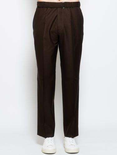 OFFICINE GÉNÉRALE-Pantaloni Ventre Piatto e Gamba Larga Cacao-TRYME Shop