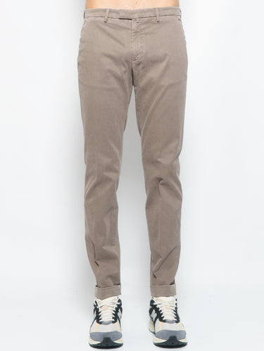 BRIGLIA 1949-Chino in Cotone Armaturato Washed Tortora-TRYME Shop