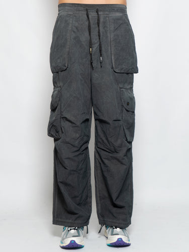 A PAPER KID-Pantaloni Cargo Utility in Nylon Nero-TRYME Shop