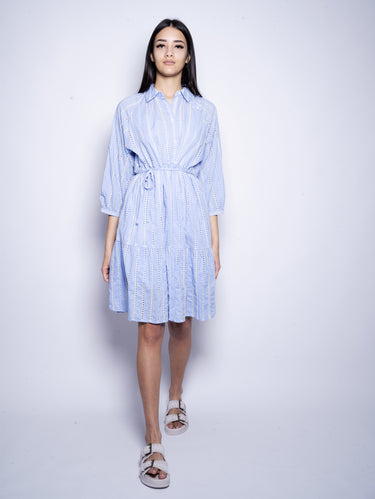 WOOLRICH-Abito in Pizzo Broderie Anglaise Blu-TRYME Shop