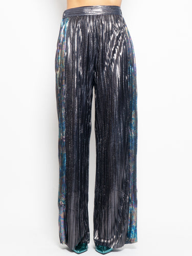 SABINA MUSÁYEV-Pantaloni In Laminato Plissé Metallo Brunito-TRYME Shop