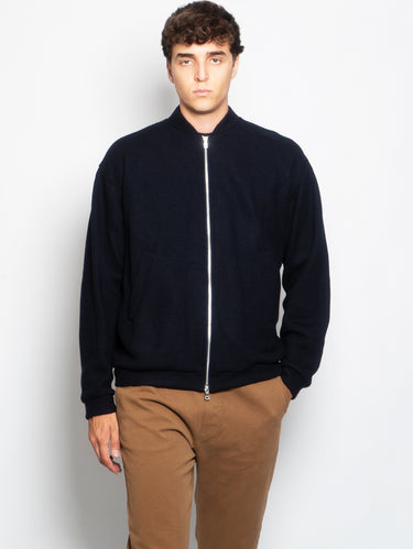 BARENA VENEZIA-Bomber in Maglia Tofolo Blu-TRYME Shop