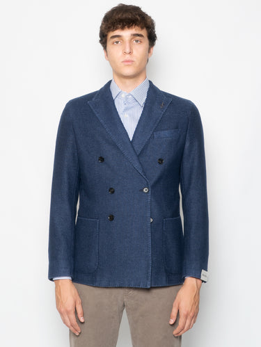 PAOLONI-Giacca Doppiopetto Blu Melangè-TRYME Shop
