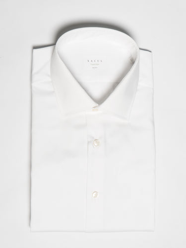 XACUS-Camicia in Twill di Cotone No Stiro Bianca-TRYME Shop