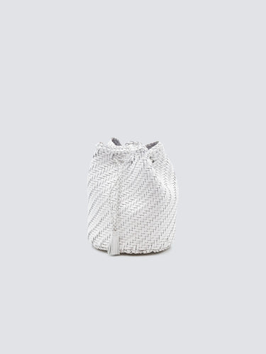 DRAGON DIFFUSION-Borsa a Secchiello Piccola PomPom Double Jump Bianco-TRYME Shop