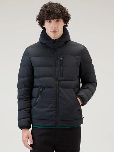 WOOLRICH-Piumino Corto in Nylon Crinkle Nero-TRYME Shop