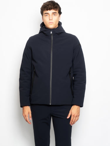 RRD-Giaccone Corto in Piuma con Cappuccio Blu-TRYME Shop