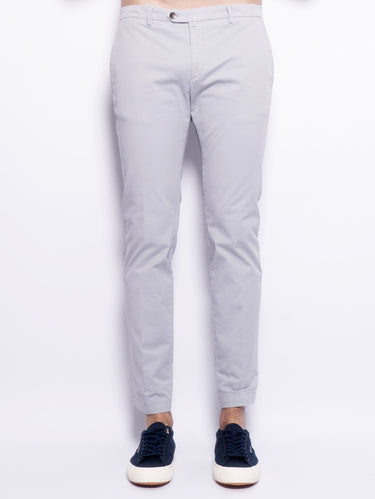 BRIGLIA 1949-Pantaloni Slim in Gabardine di Cotone Grigio-TRYME Shop
