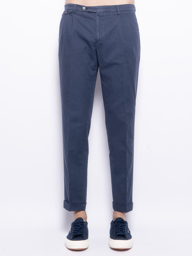 BRIGLIA 1949-Pantaloni Easy Fit con Pences Blu-TRYME Shop