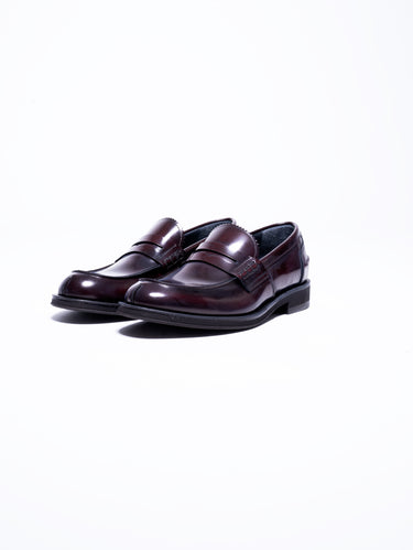 Mocassin penny loafer abrasivé bordeaux