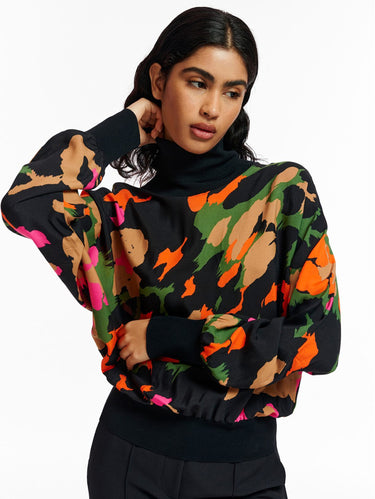 ESSENTIEL ANTWERP-Blusa con Stampa Astratta Nero-TRYME Shop