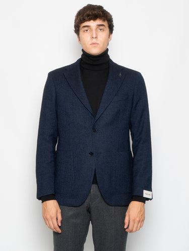 PAOLONI-Giacca in Lana Resca Blu-TRYME Shop