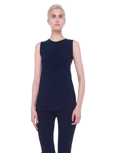 NORMA KAMALI-Top in Jersey Elasticizzato Nero-TRYME Shop