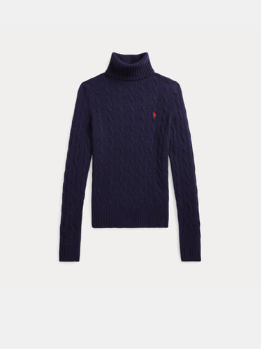 Maglia con Collo Alto a Trecce Blu Navy
