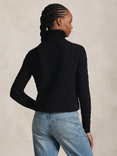 Maglia con Collo Alto a Trecce Nero